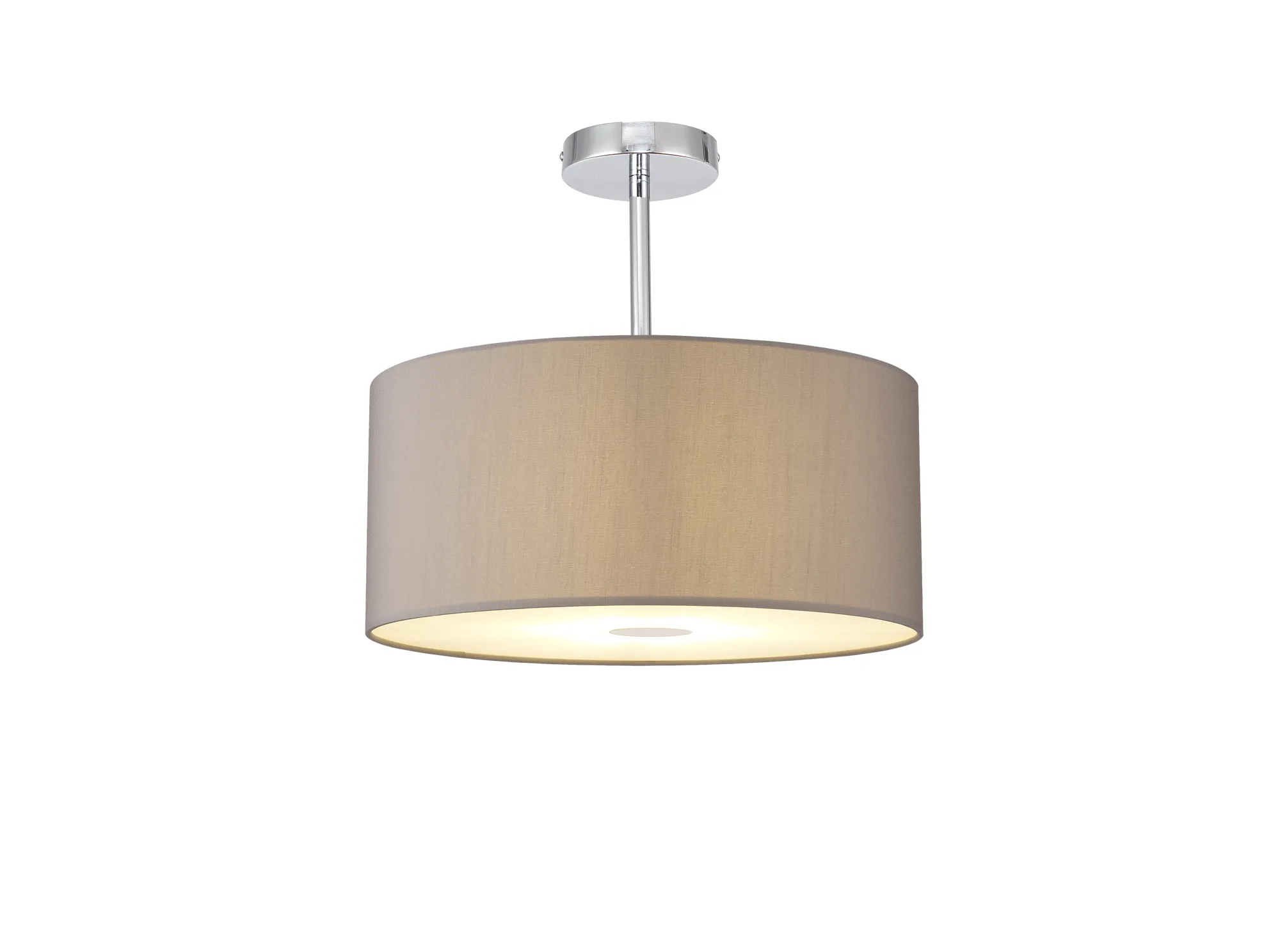 DK0102  Baymont 40cm Semi Flush 1 Light Polished Chrome; Grey; Frosted Diffuser